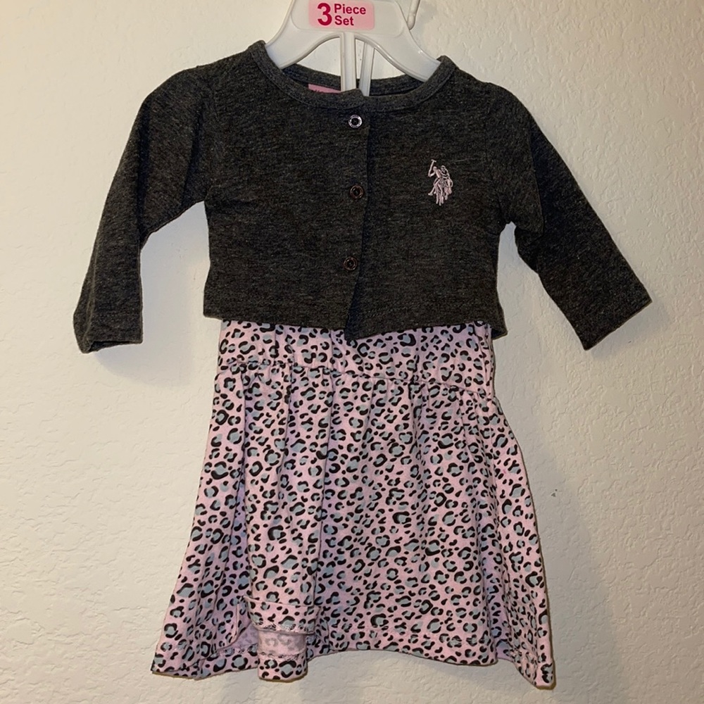 brand new us polo assn baby girl 3 pc set dress